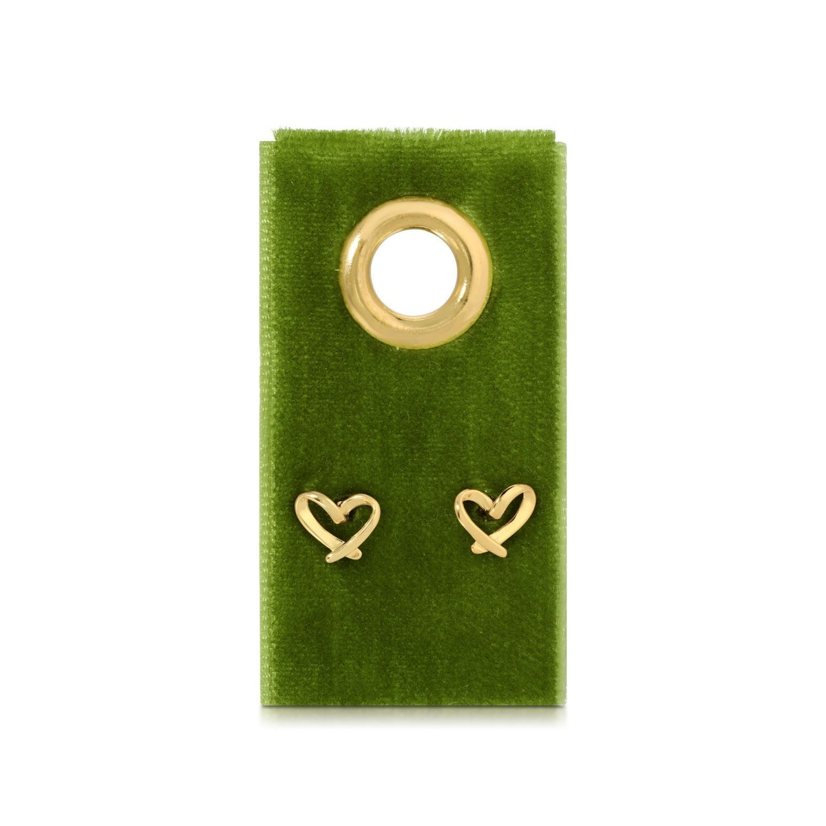 Gold Free Form Heart Stud Earrings