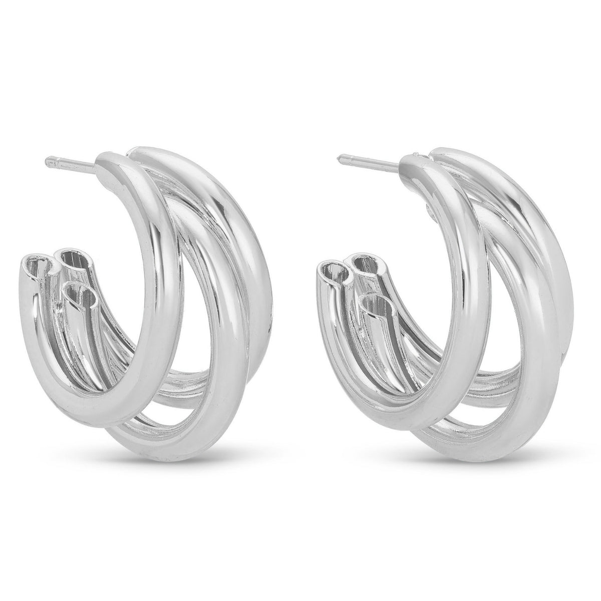 Silver Triple Hoop Earrings