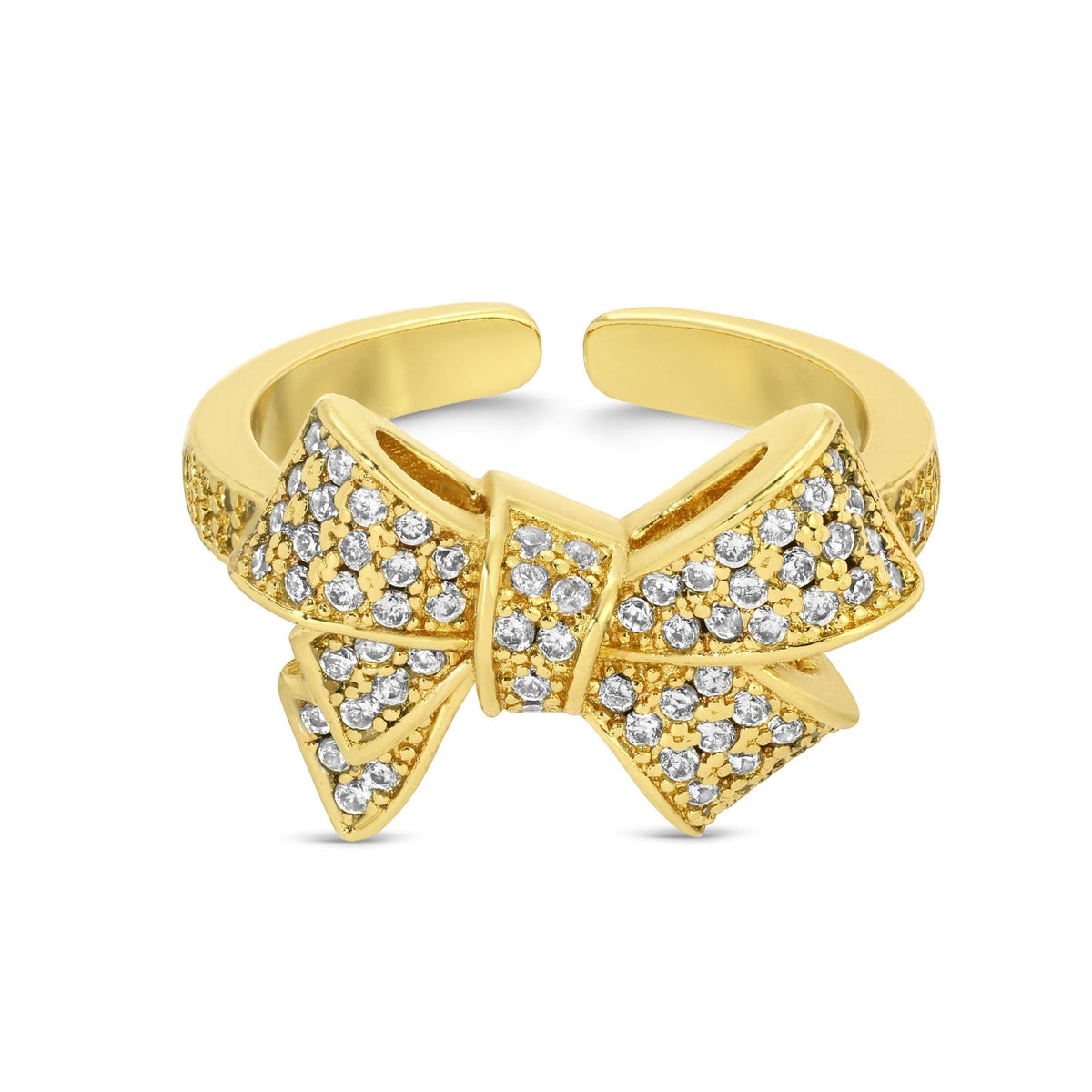 Adjustable Pave Bow Ring