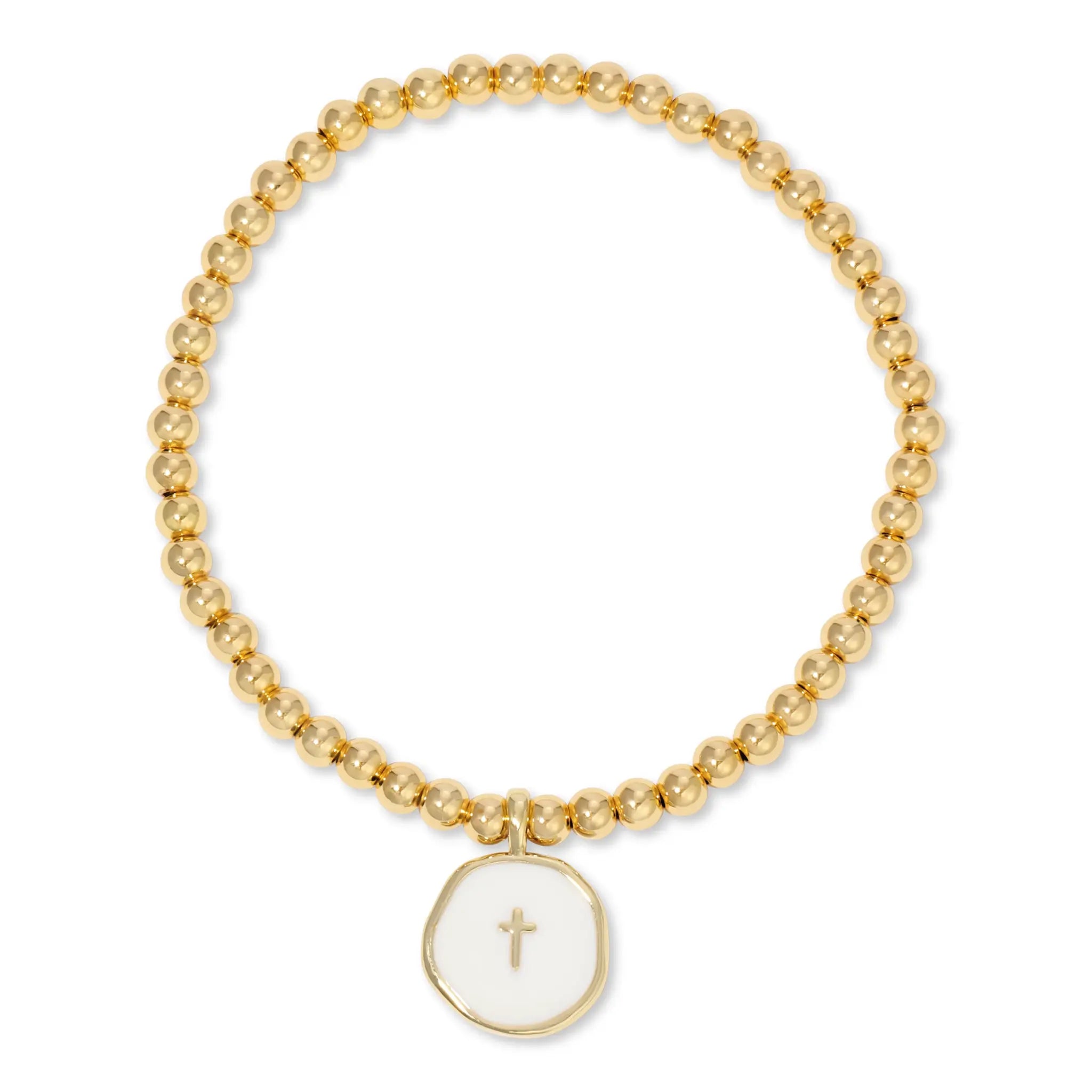 White Enamel Cross Bracelet