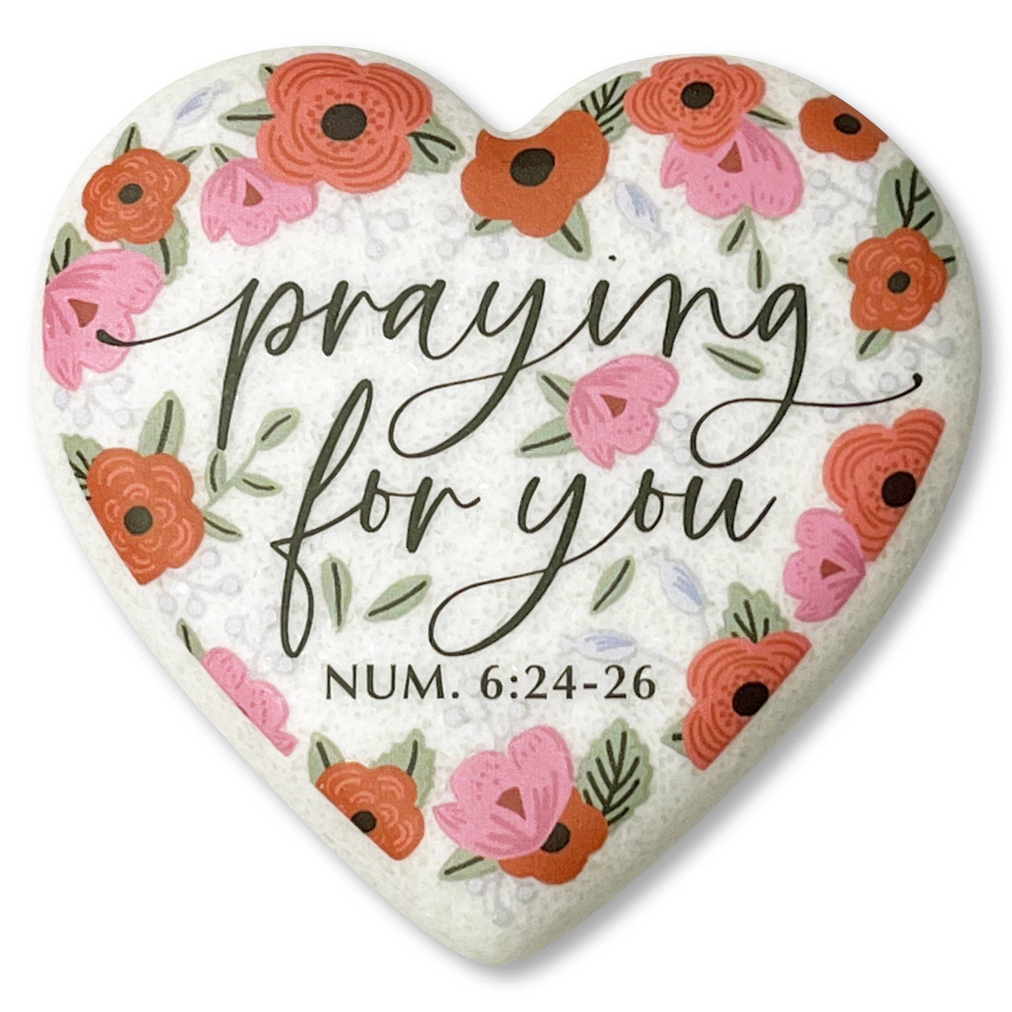 Floral Praying For You Heart Stone