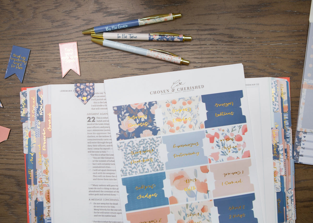 Blue Floral Bible Tabs