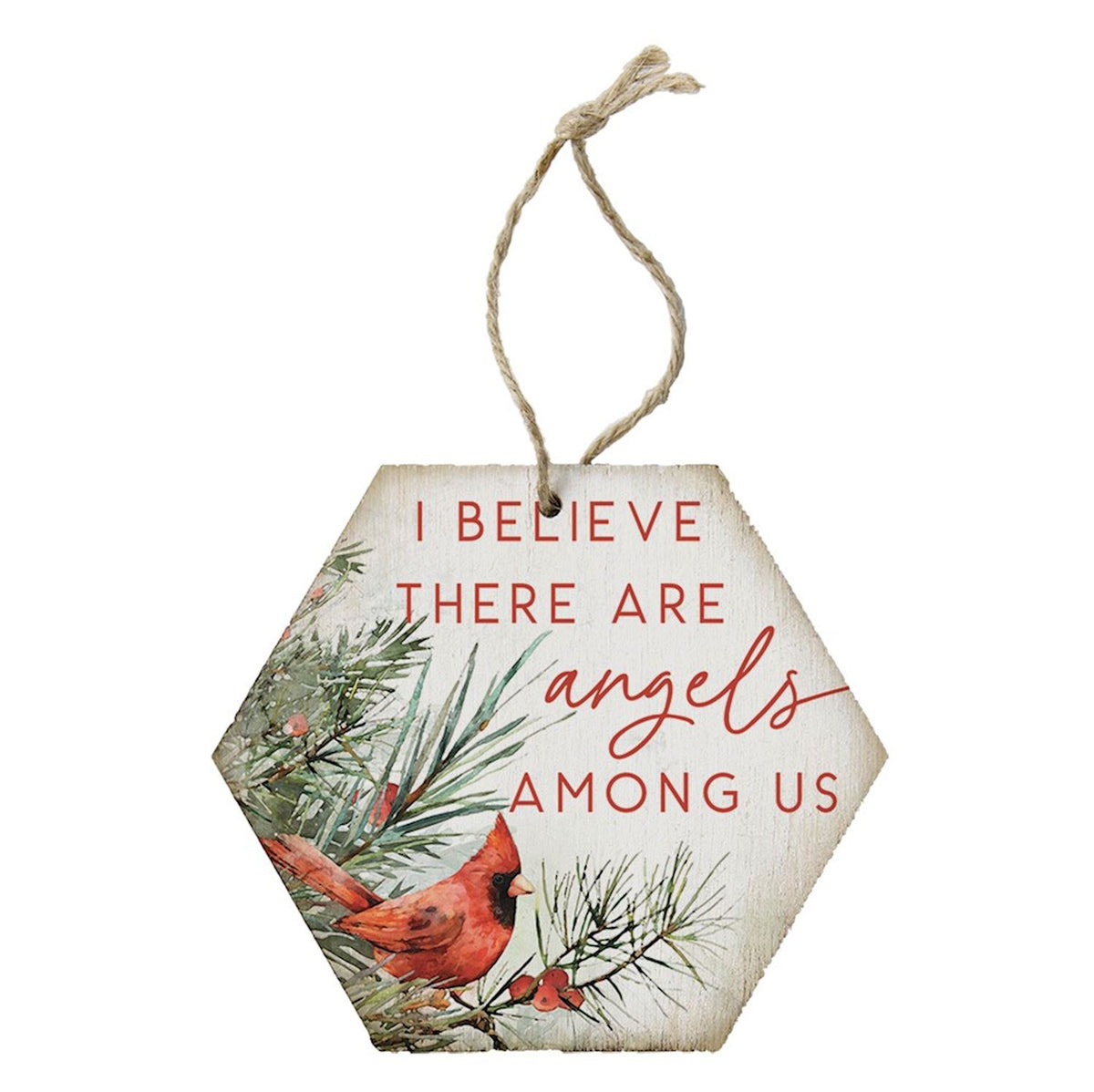 cardinal, rustic decor, inspirational quote, natural wood, twine hanging, holiday gift, home decor, American made, unique design, handcrafted, ornament