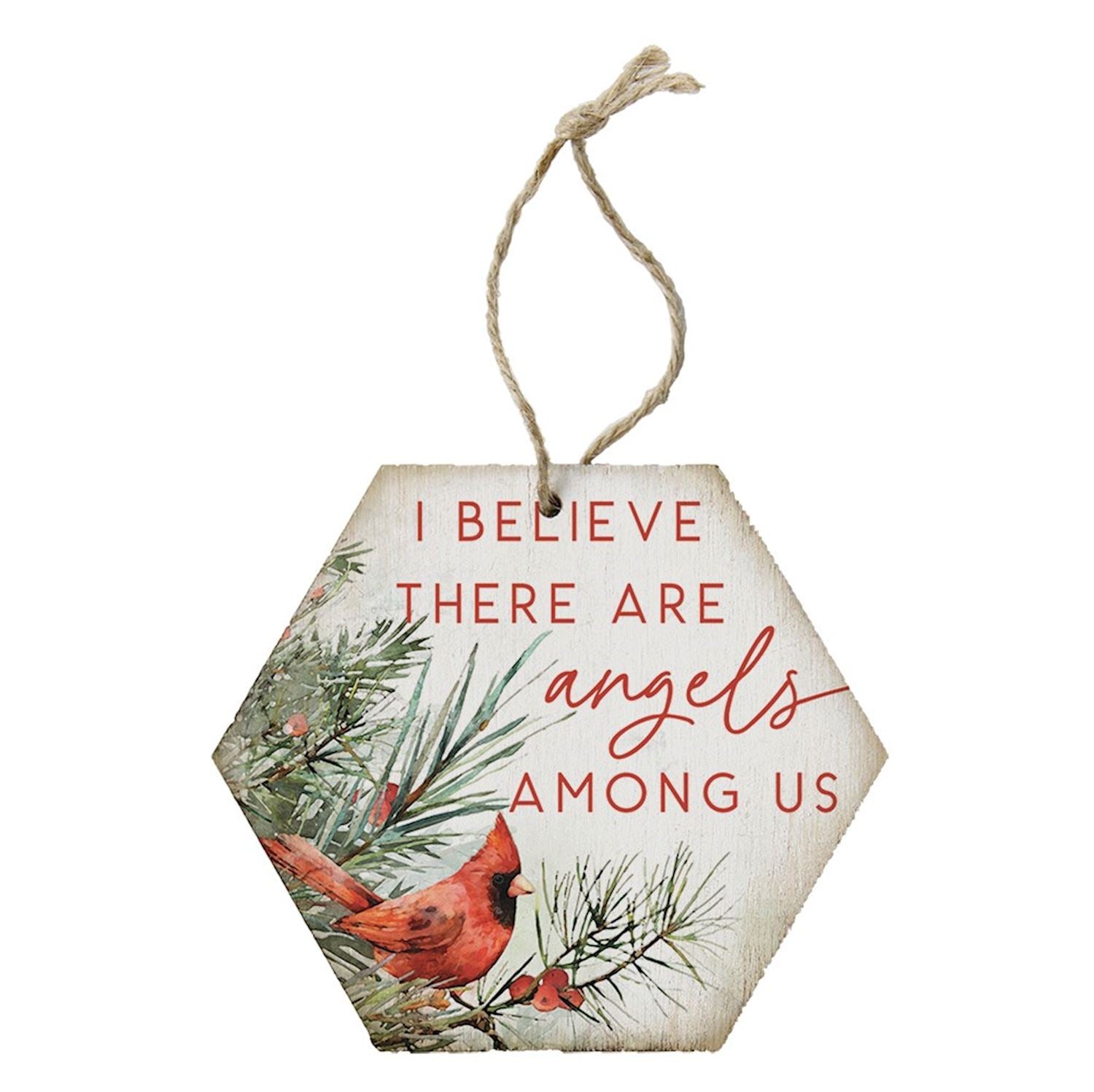 cardinal, rustic decor, inspirational quote, natural wood, twine hanging, holiday gift, home decor, American made, unique design, handcrafted, ornament