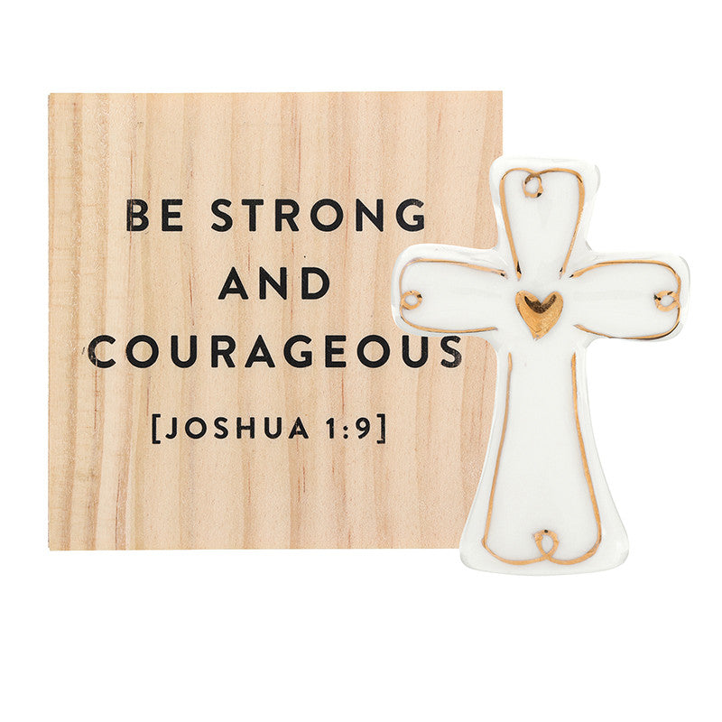 Ceramic Keepsake Figurine - Cross with Gold Lining