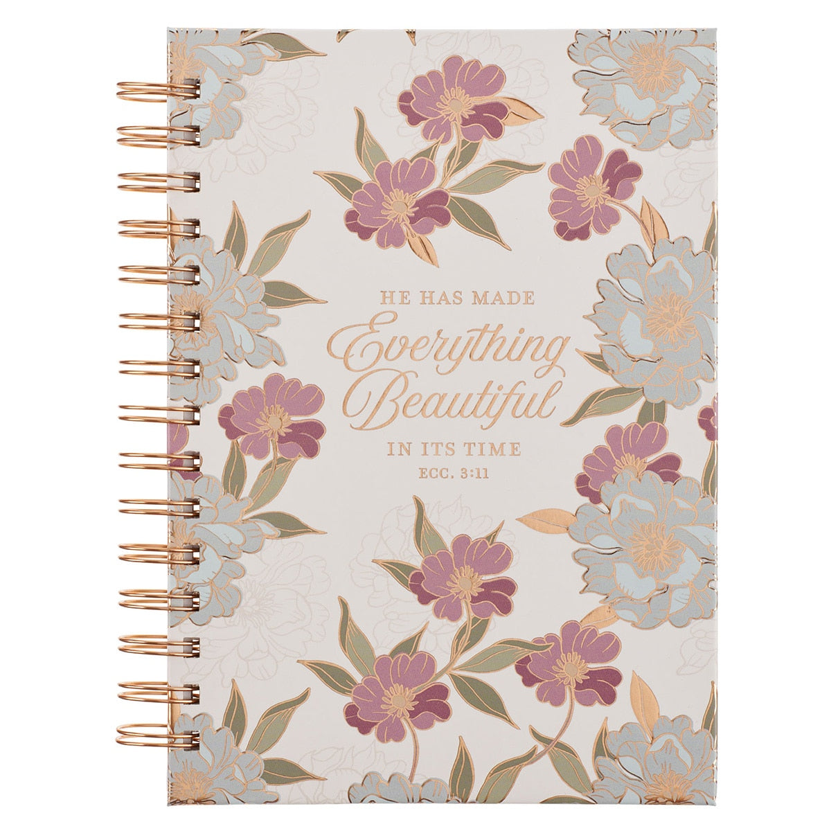 White Floral Everything Beautiful Spiral Journal