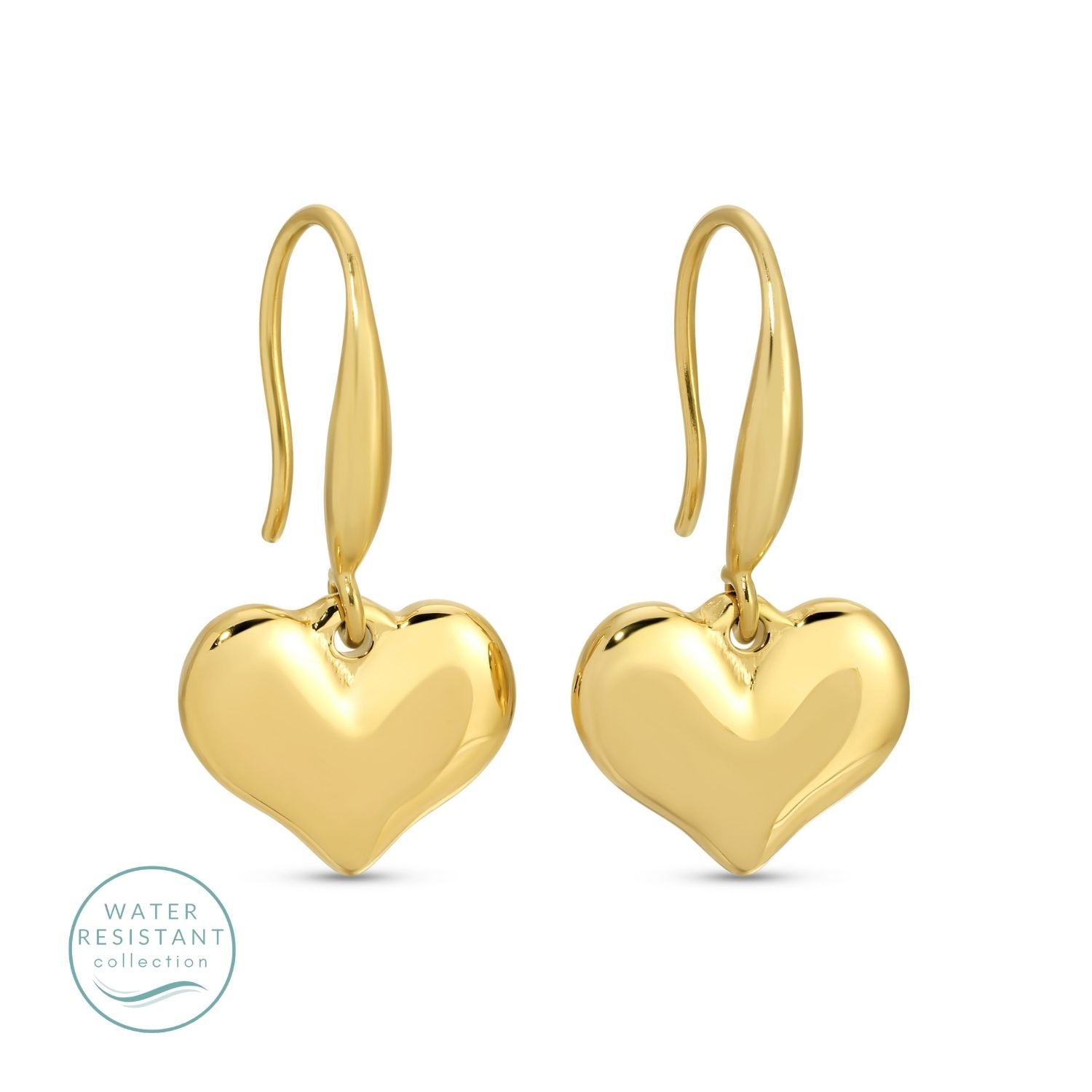 Gold Heart Drop Earrings