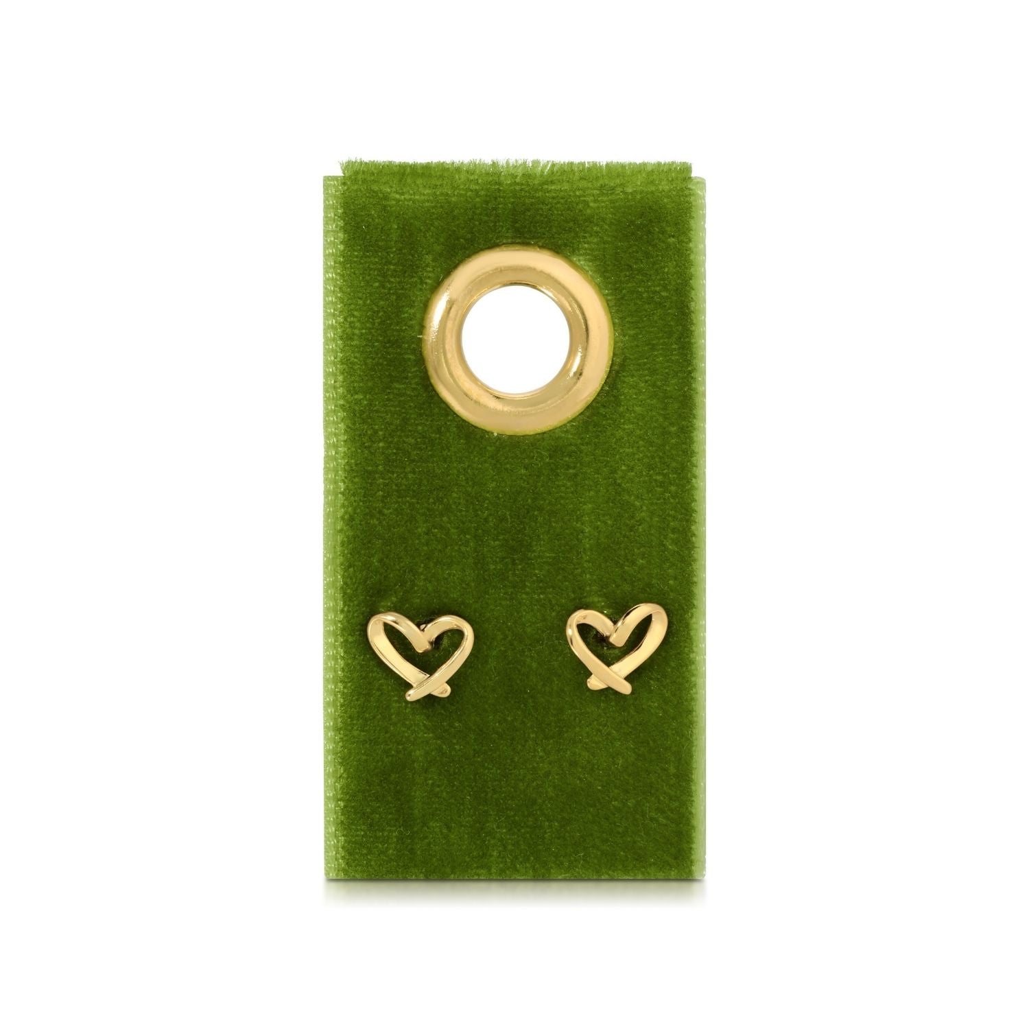 Gold Free Form Heart Stud Earrings