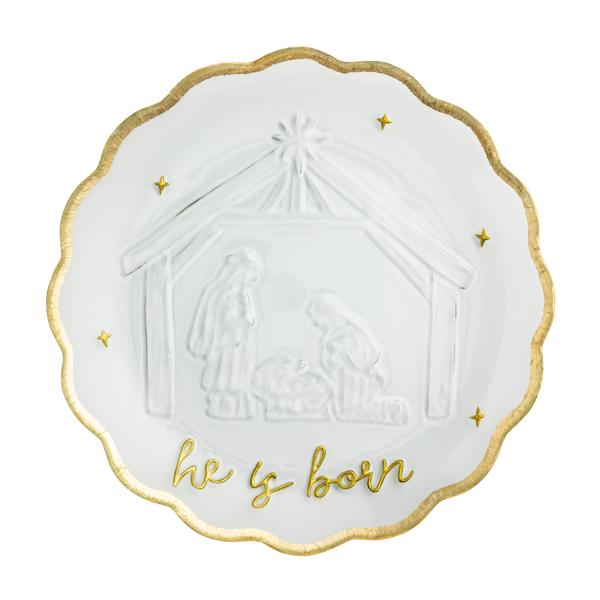 Gold Edge Nativity Platter