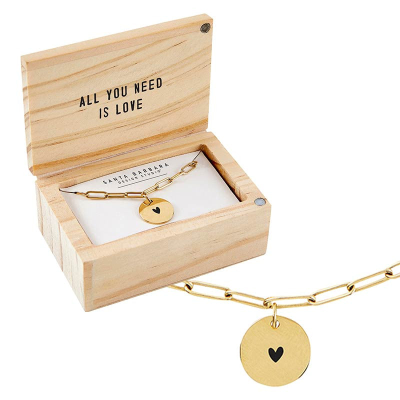 Boxed Heart Link Necklace