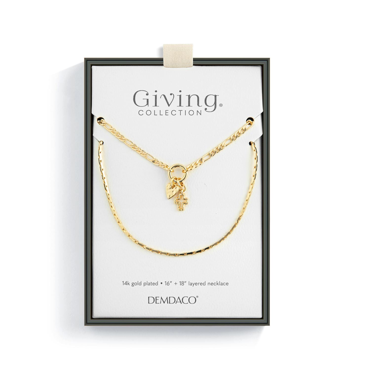 Heart + Cross Gold Charm Layered Necklace