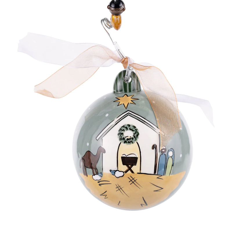 Joy and Peace Manger Ceramic Ornament