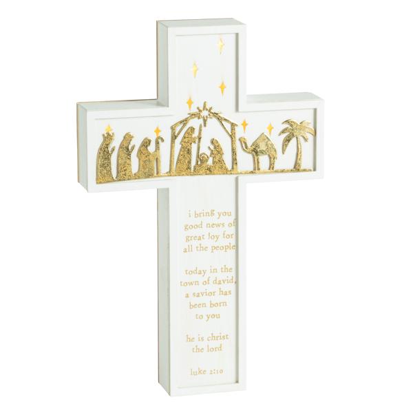 LED Light Up Nativity Cross
