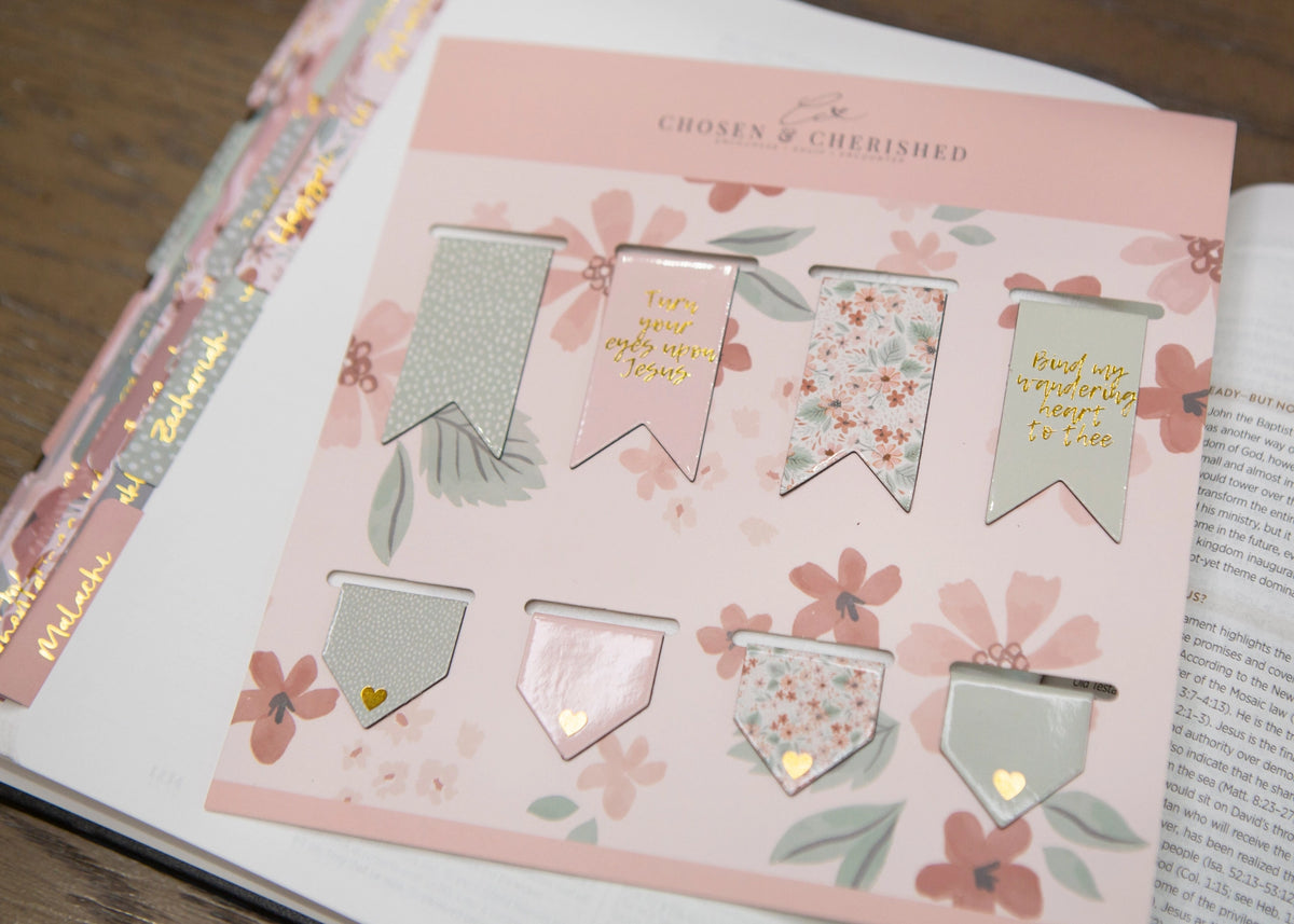 Pink Floral Magnetic Bookmarks