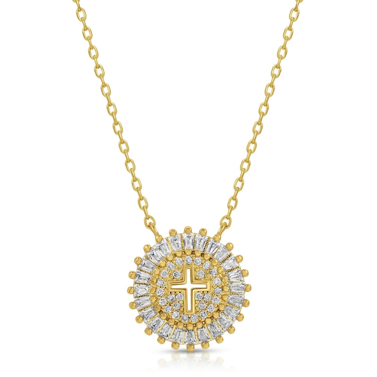 Pavé Cutout Cross Pendant Necklace