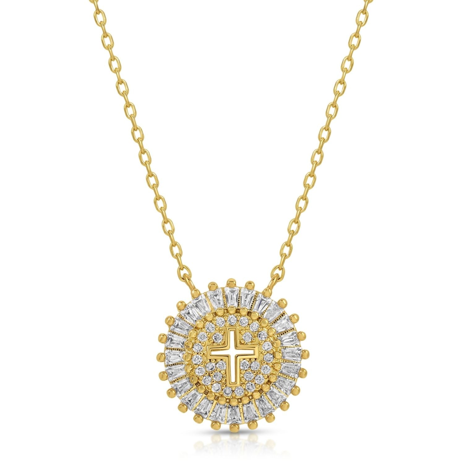 Pavé Cutout Cross Pendant Necklace