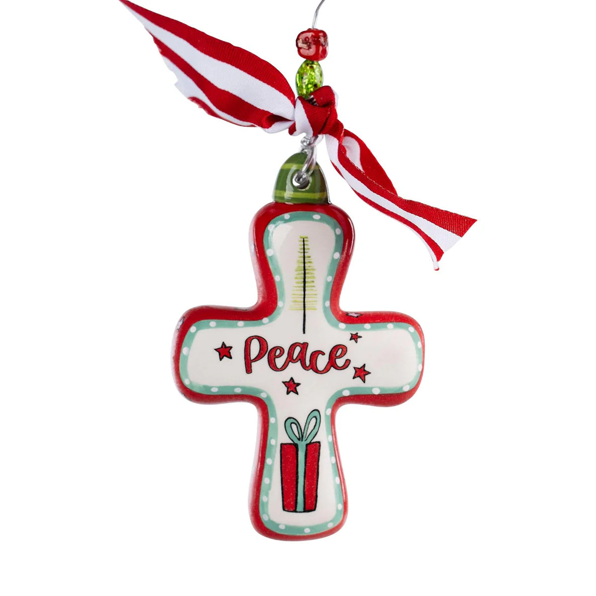 Peace Ceramic Cross Ornament