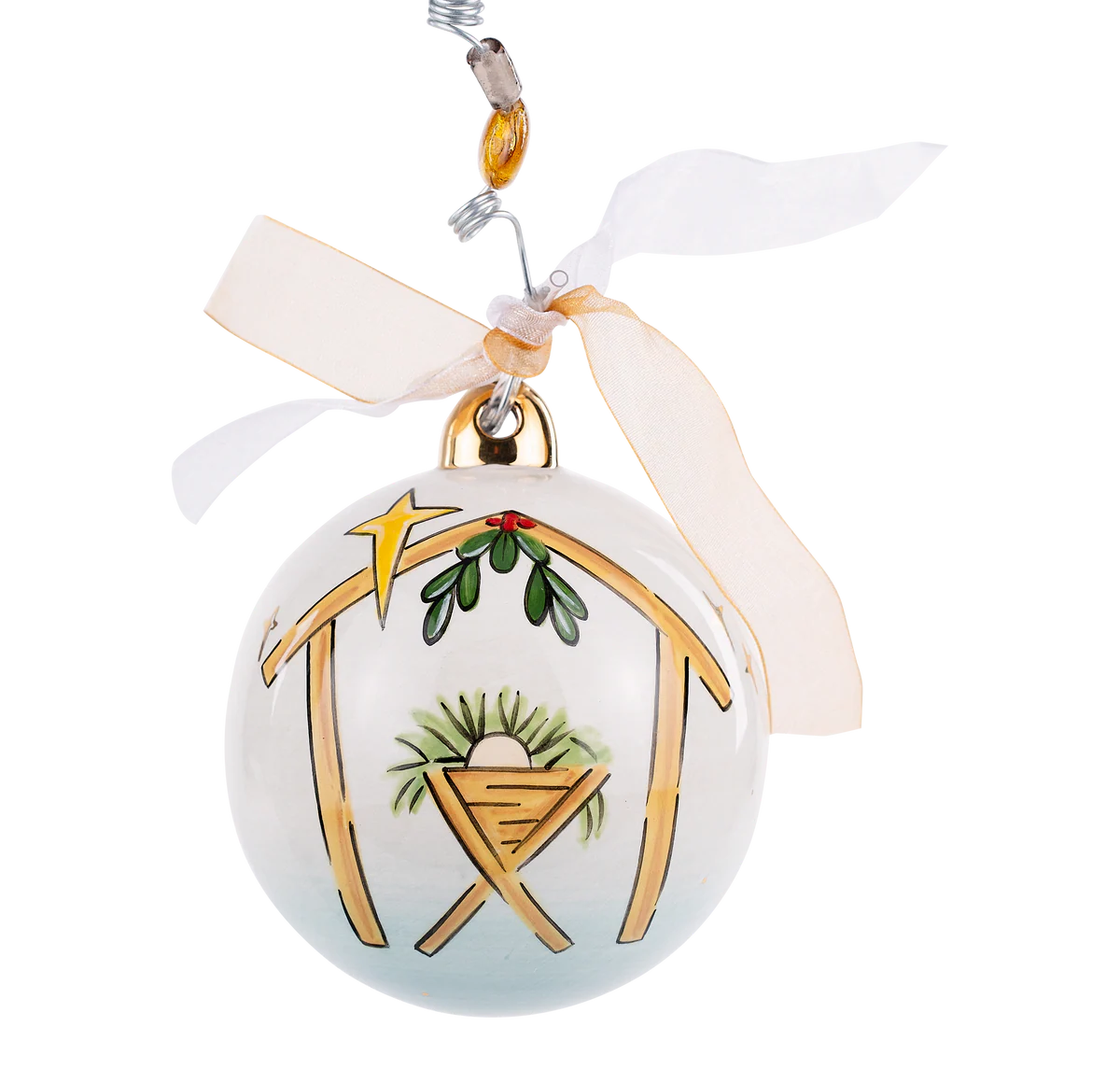 Peace on Earth Manger Ceramic Ornament