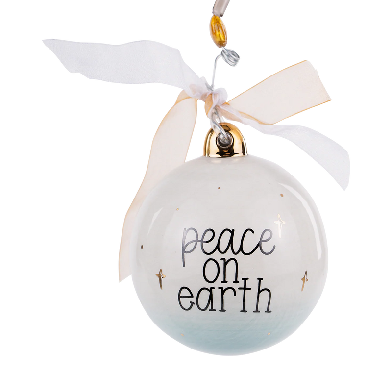Peace on Earth Manger Ceramic Ornament