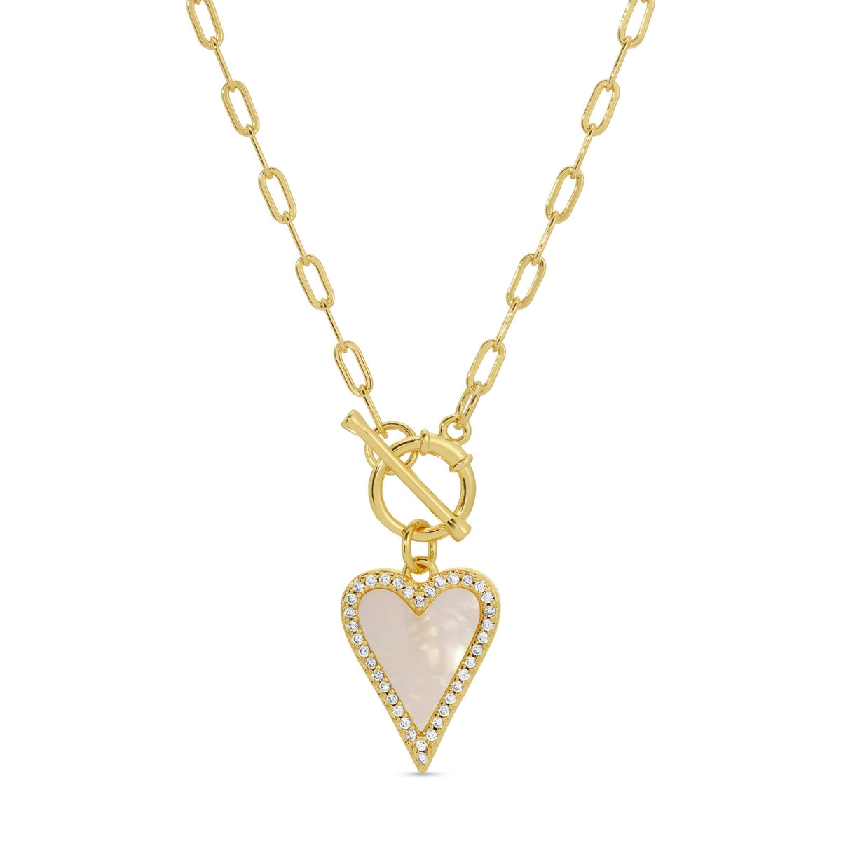 Mother of Pearl Heart Toggle Necklace