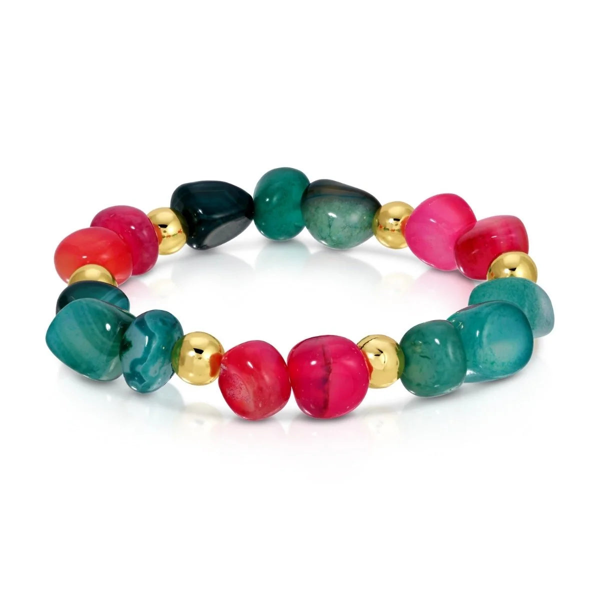 Pink/Teal Tumbled Stone Bracelet