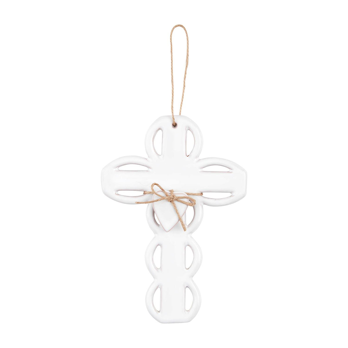 Scalloped Ceramic Cross - Medium