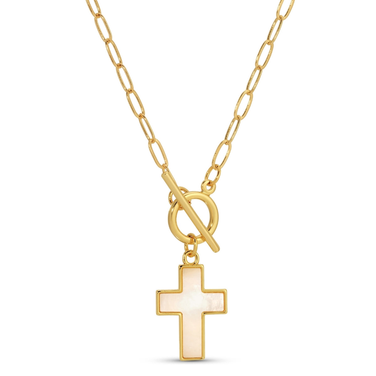 Shell Cross Toggle Necklace