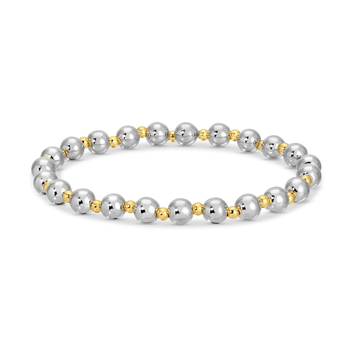Silver & Gold Beaded Stretch Bracelet