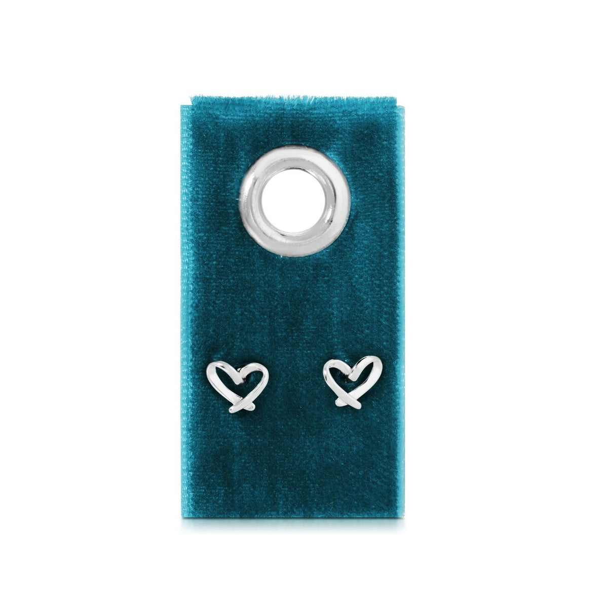 Silver Free Form Heart Stud Earrings