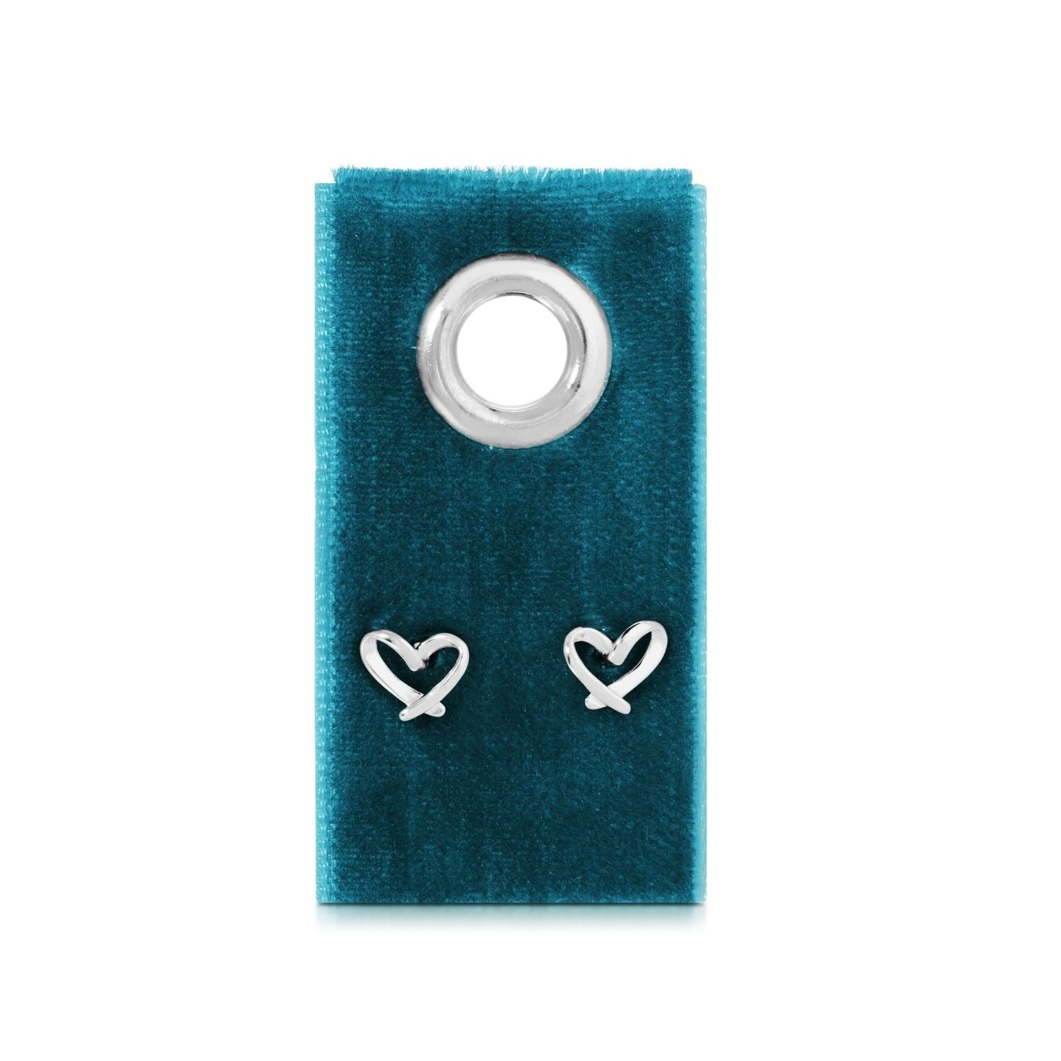 Silver Free Form Heart Stud Earrings