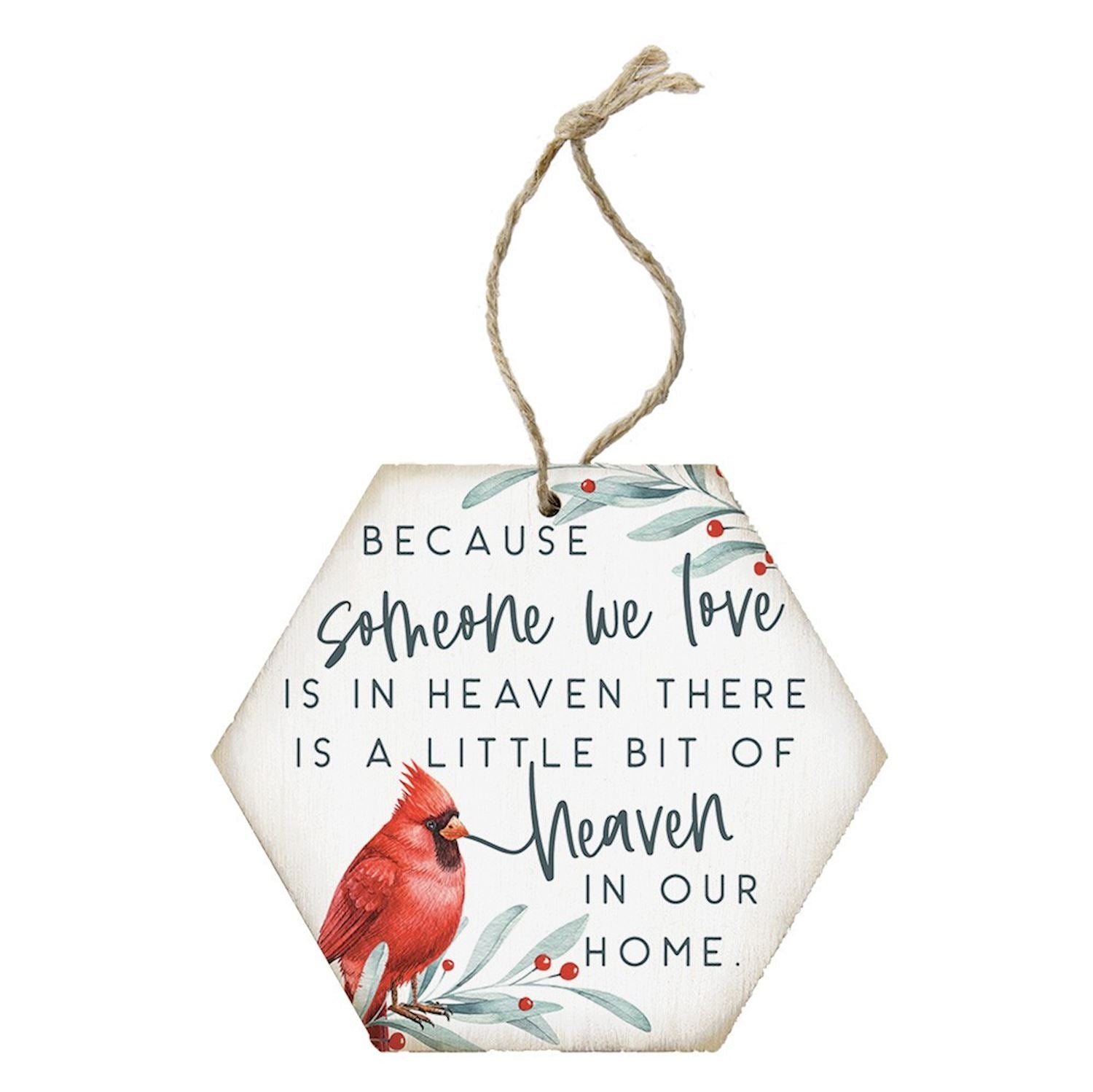 Cardinal, ornament, memory, decor, sentiment, tribute, loved ones, botanical, heartfelt, hanging, handmade, USA-made