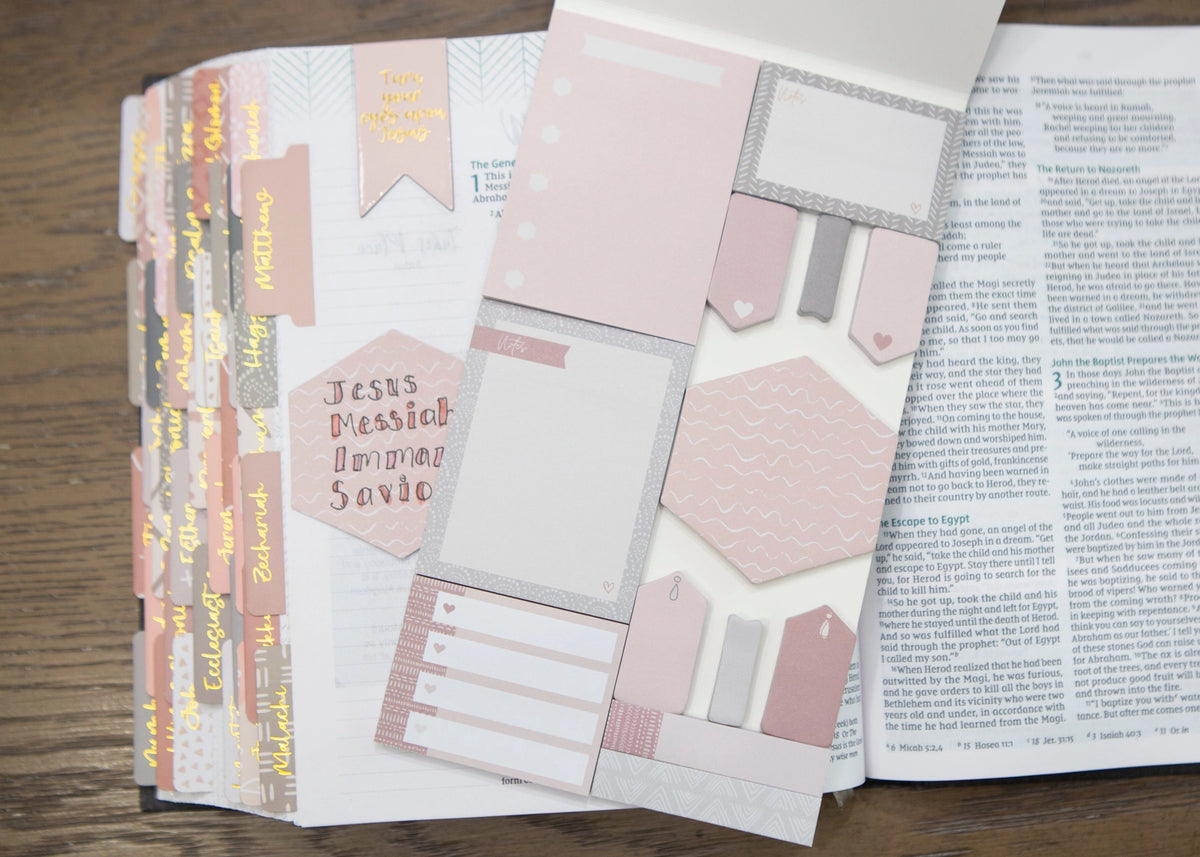 Pink & Gray Bible Study Sticky Notes