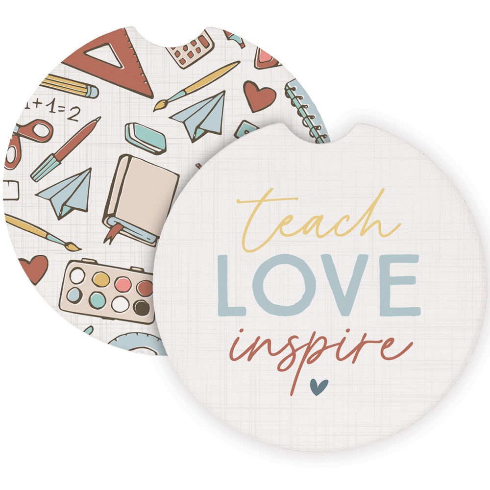 Teach Love Inspire Car Coaster Set