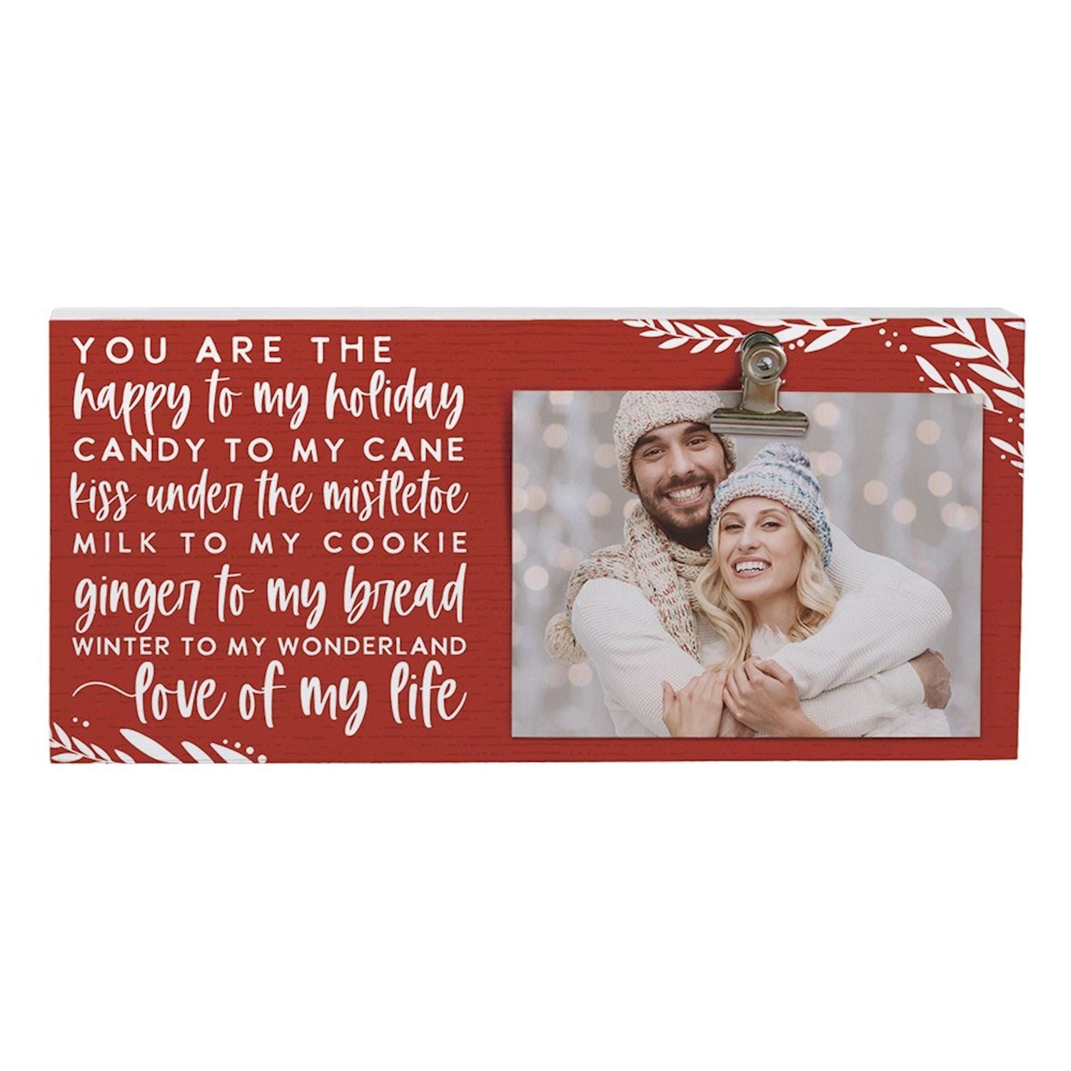 love quote, winter, holiday decor, romantic gift, photo display, pine wood, metal clip, inspirational message, holiday gift, USA made