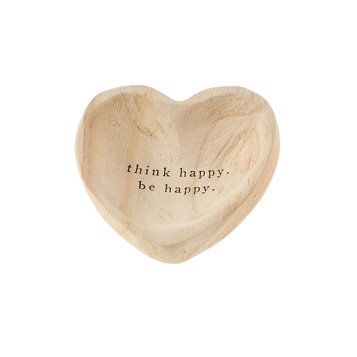 Think Happy Wood Heart Trinket