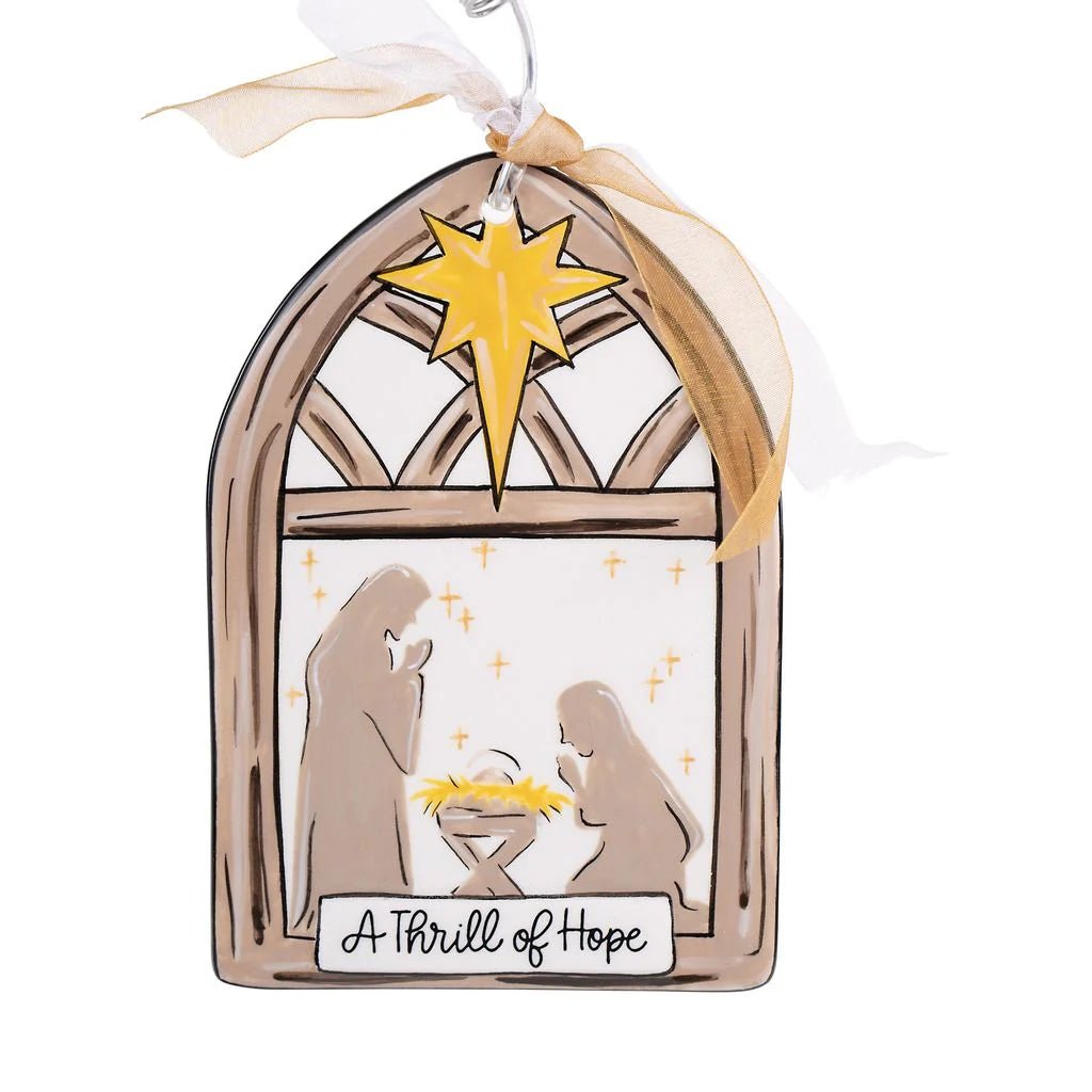 Thrill of Hope Manger Ceramic Ornament