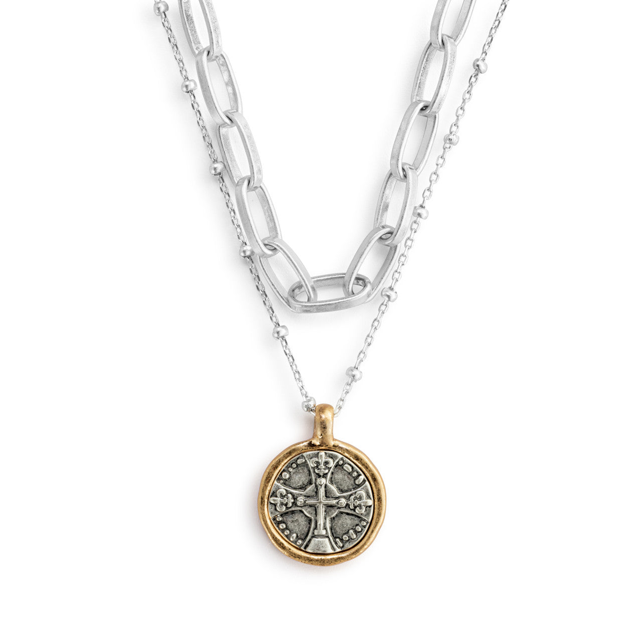 Wrapped in Prayer Silver Layered Necklace