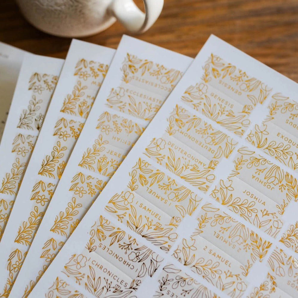 Gold Foil Bible Tabs - Cream