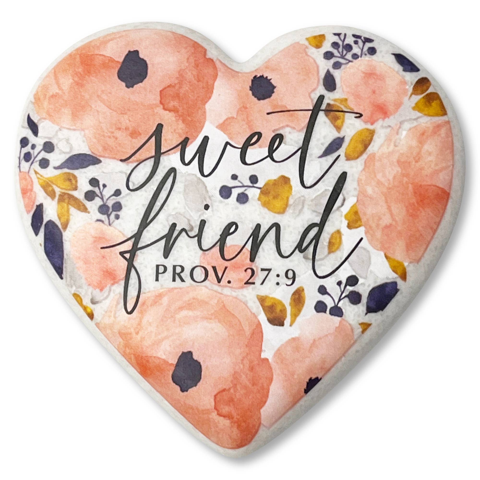 Floral Sweet Friend Heart Stone