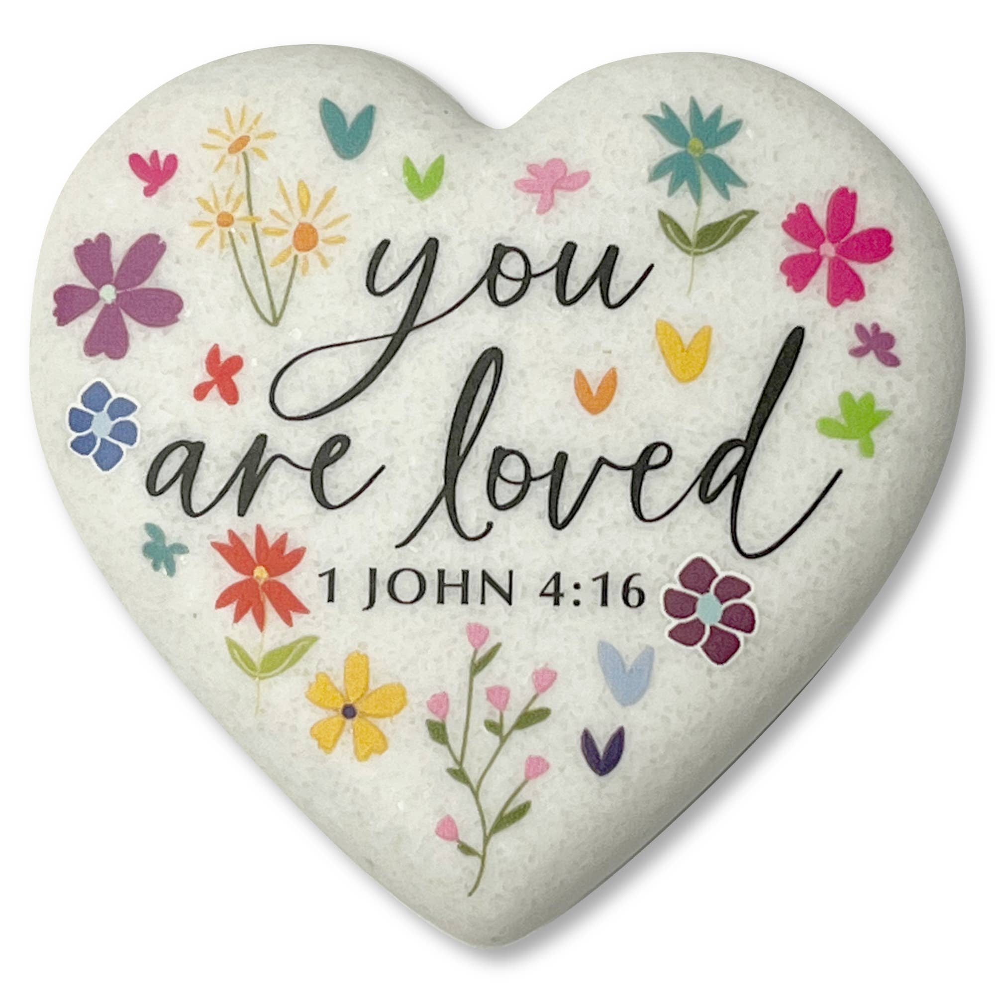Floral You Are Loved Heart Stone