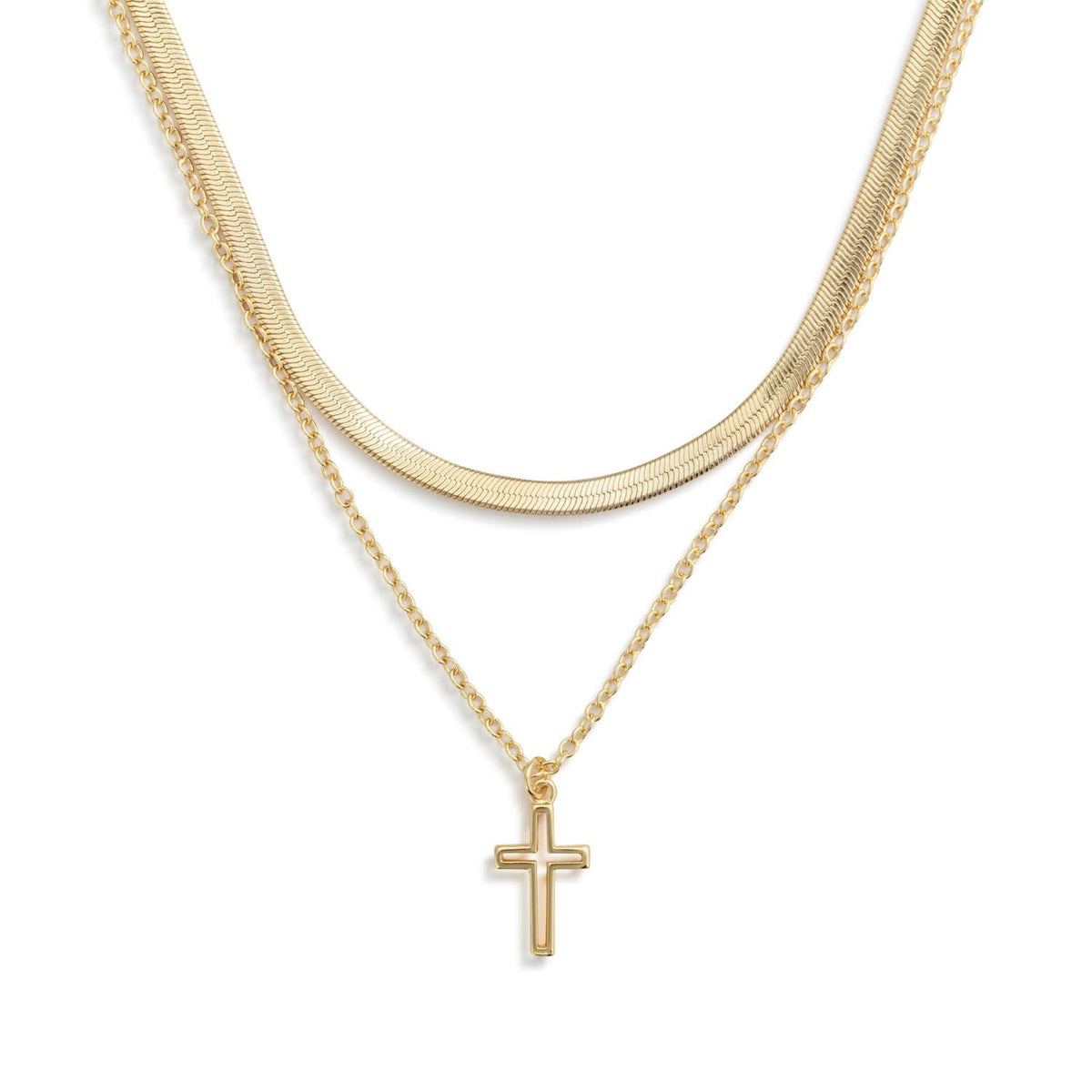 Layered Cross Gold Necklace