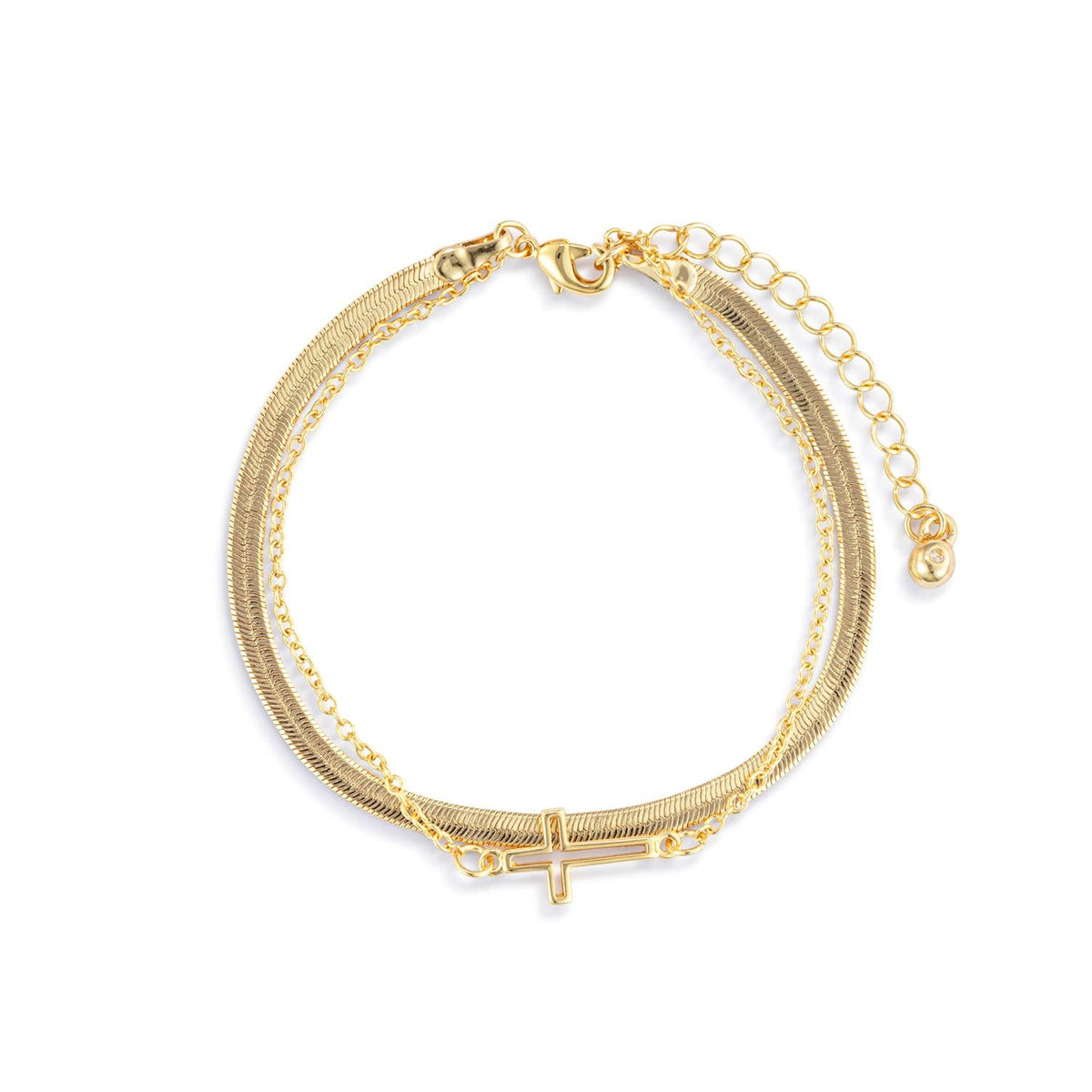 Layered Cross Gold Bracelet