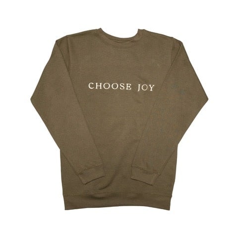 Embroidered Green Choose Joy Sweatshirt