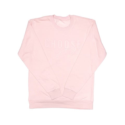 Pink Choose JOY Puff Crewneck