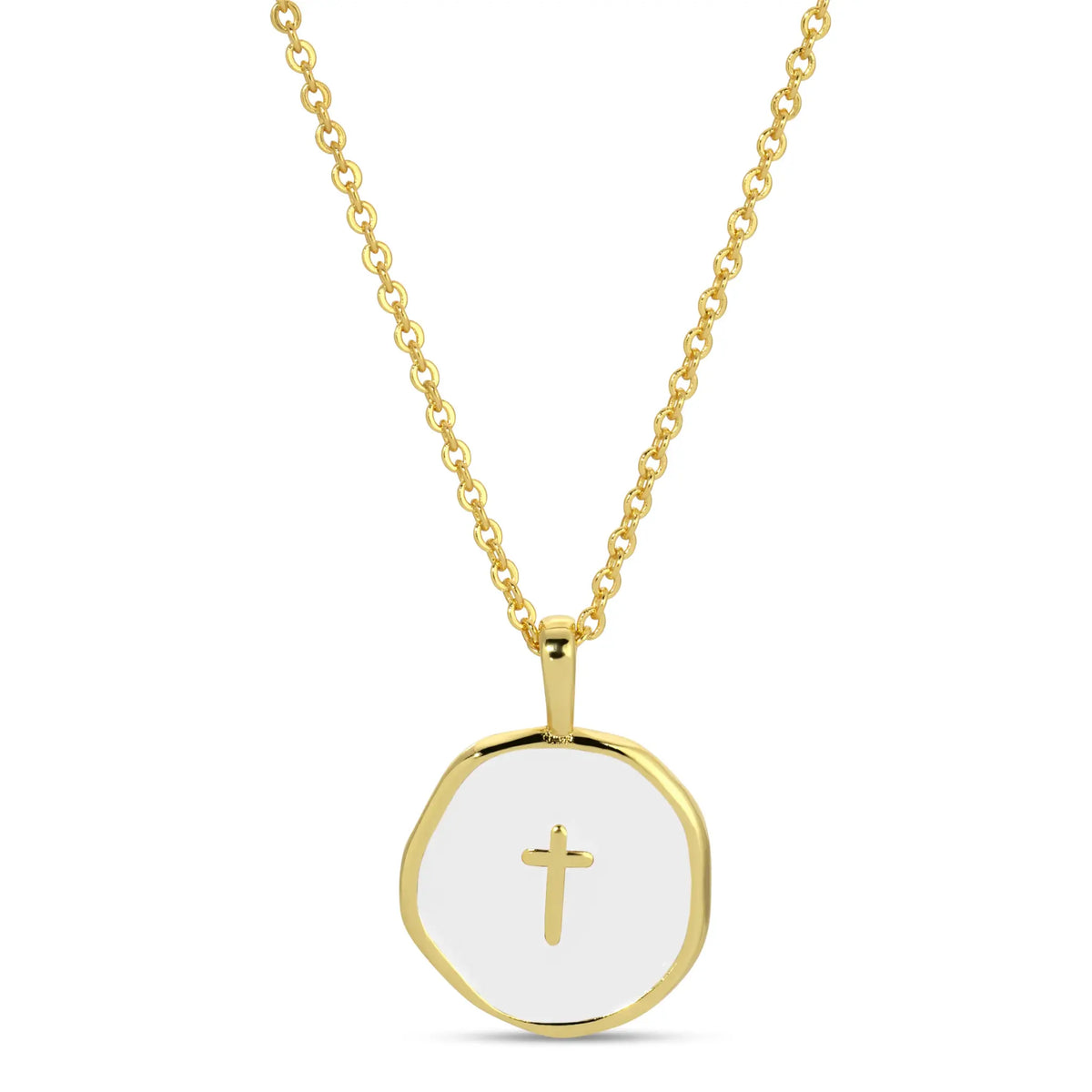 White Enamel Cross Necklace